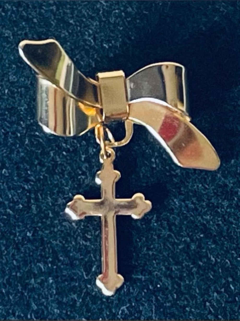 Gold Tone Cross Brooch
